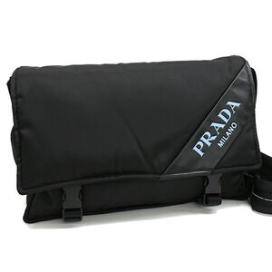 Prada Logo Messenger Bag Shoulder TESSUTO CALF Nylon Nero Black